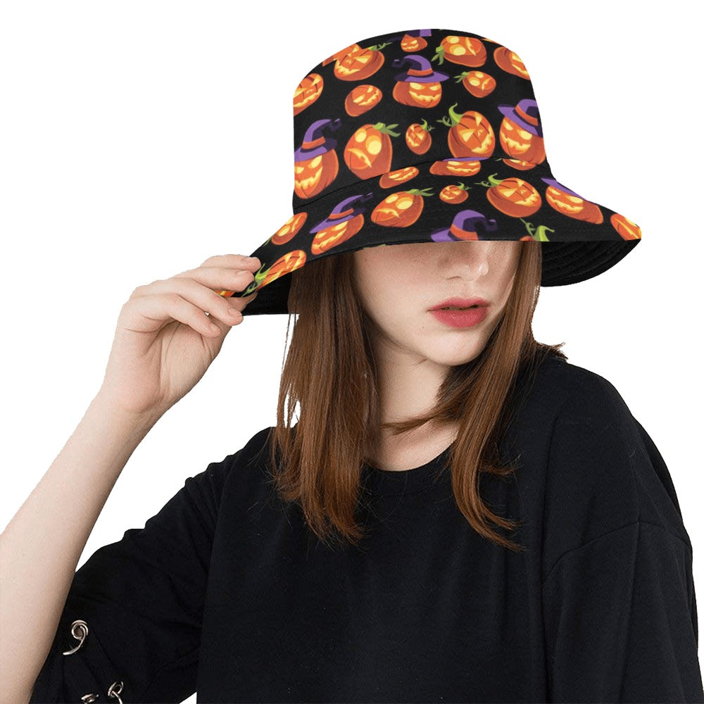 Witch Pumpkin Halloween Print LKS302 Unisex Bucket Hat