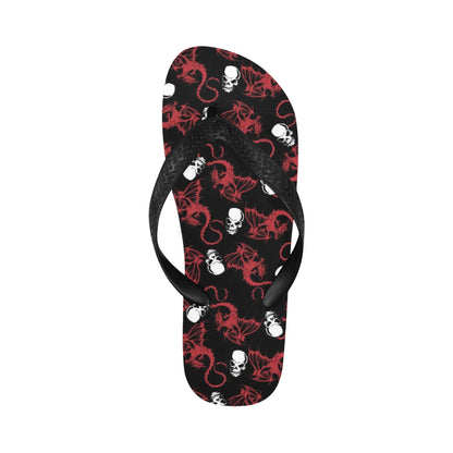 Skull With Red Dragon Print Design LKS304 Flip Flops