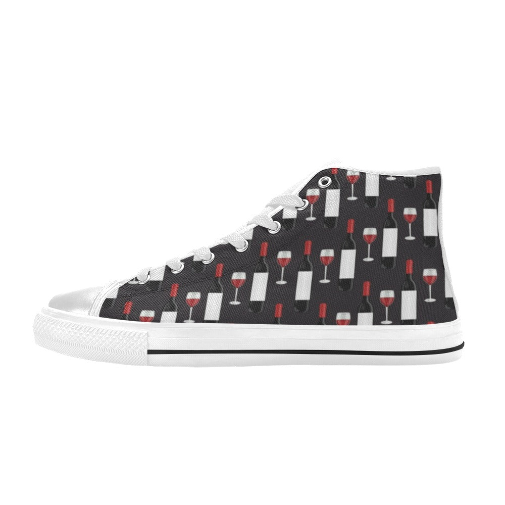 Wine Print Design LKS309 Men's High Top Canvas Shoes