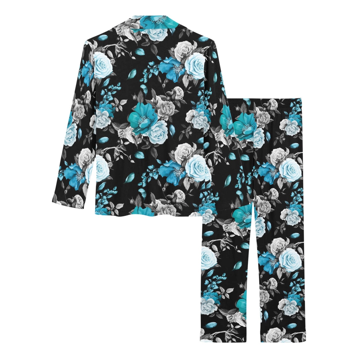 Rose Pattern Print Design A02 Women's Long Pajama Set