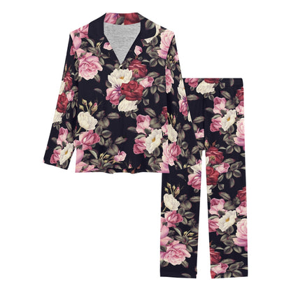 Rose Pattern Women's Long Pajama Set