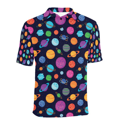 Planet Multicolor Print Design LKS302 Men Polo Shirt