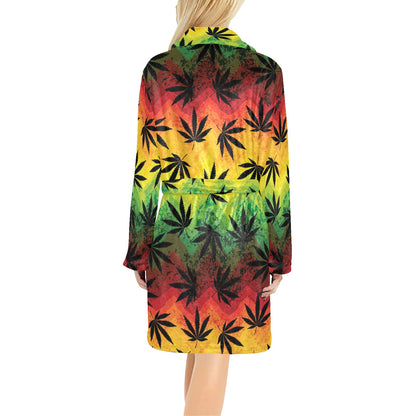 Rasta Pattern Print Design A02 Women's Fleece Robe