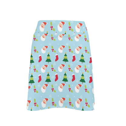 Santa Themed Print Design LKS301 17" Golf & Pickleball Skort with Pockets