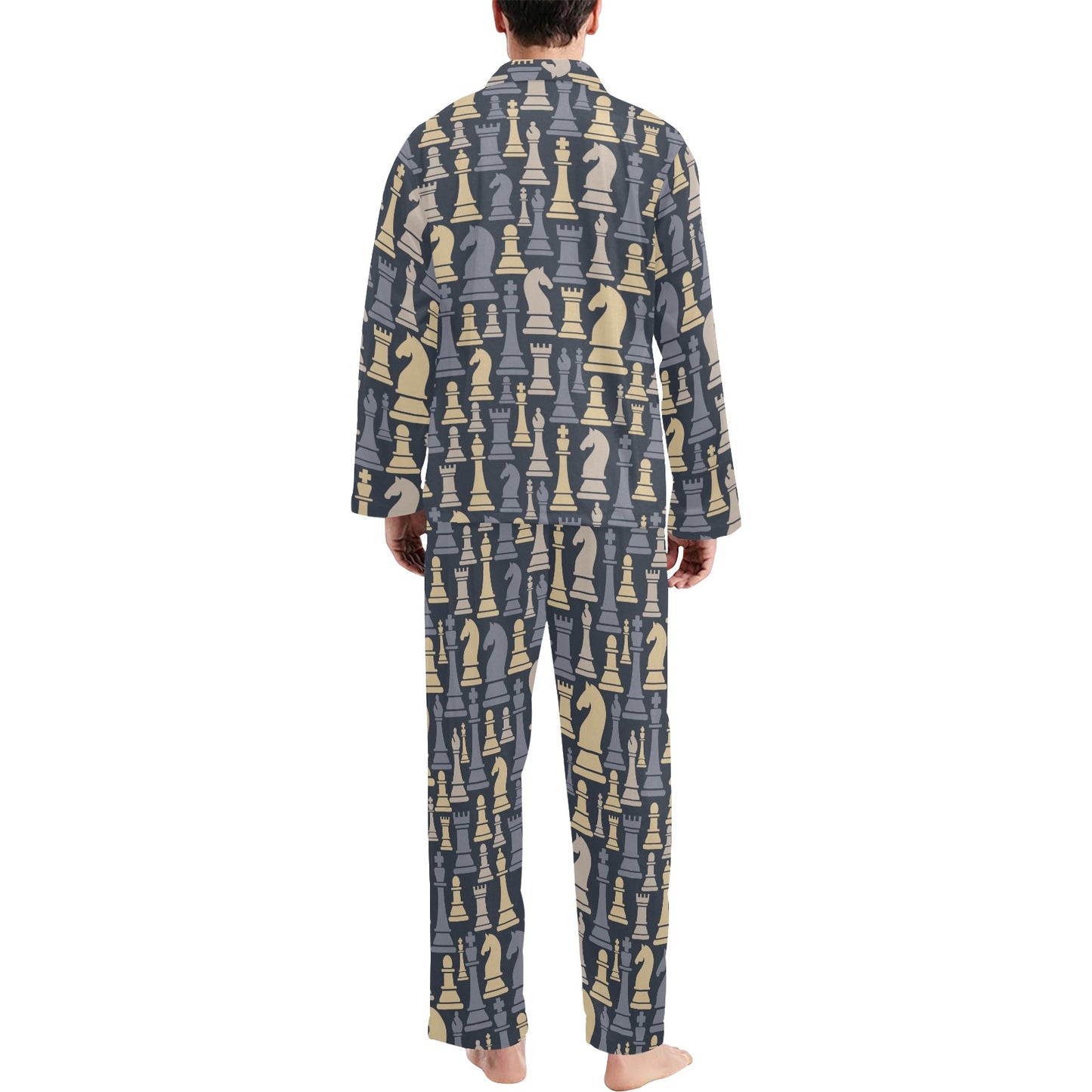 Chess Pattern Print Design 04 Men's Long Pajama Set