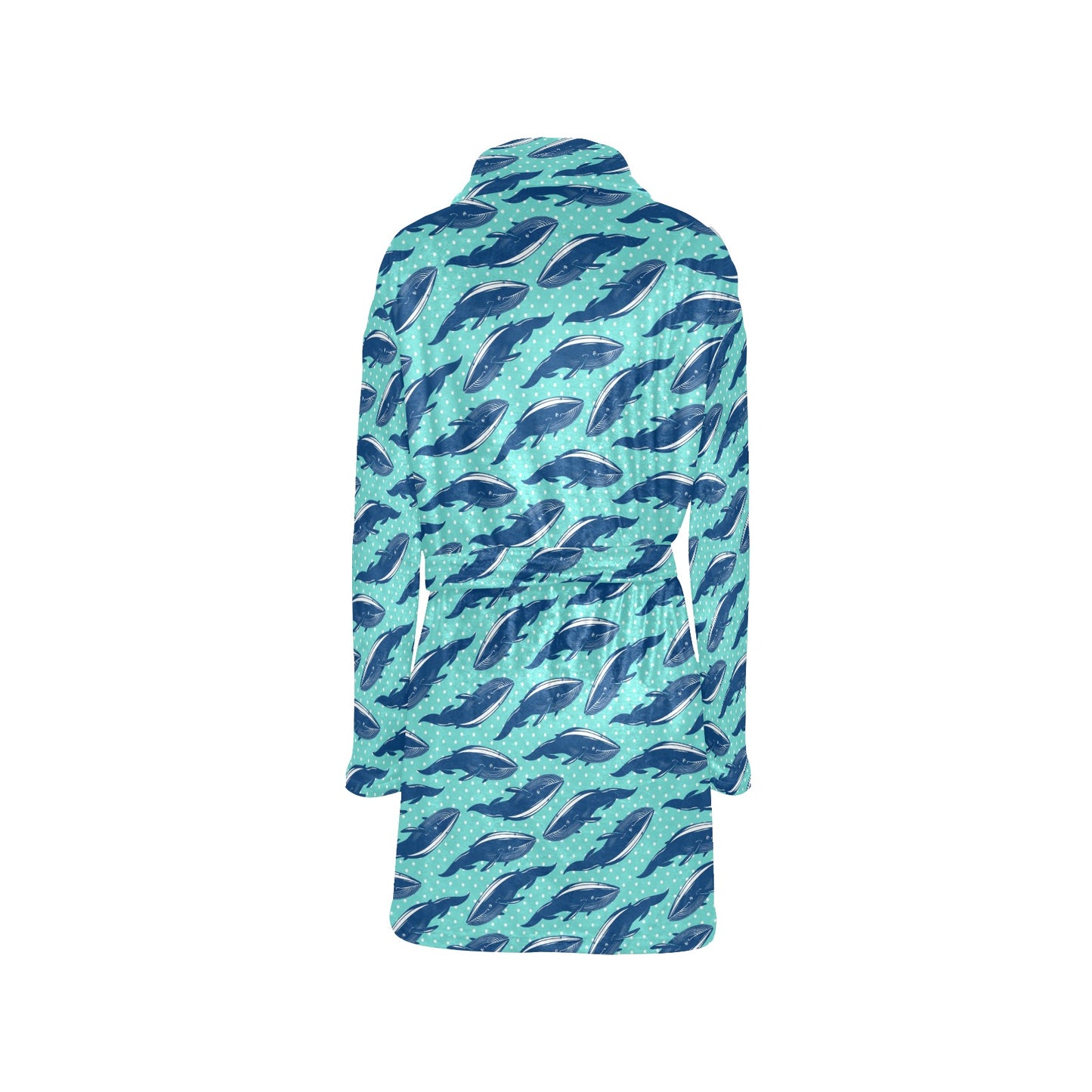 Whale Polka Dot Design Themed Print Women's Fleece Robe