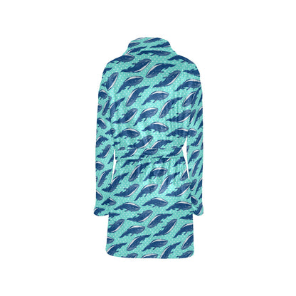 Whale Polka Dot Design Themed Print Women's Fleece Robe