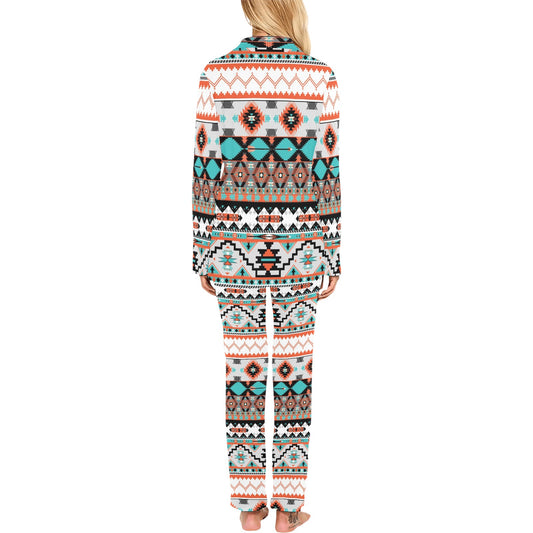 Tribal Aztec Indians pattern Women's Long Pajama Set