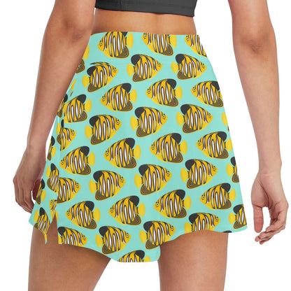 Angelfish Print Design LKS402 17" Golf & Pickleball Skort with Pockets