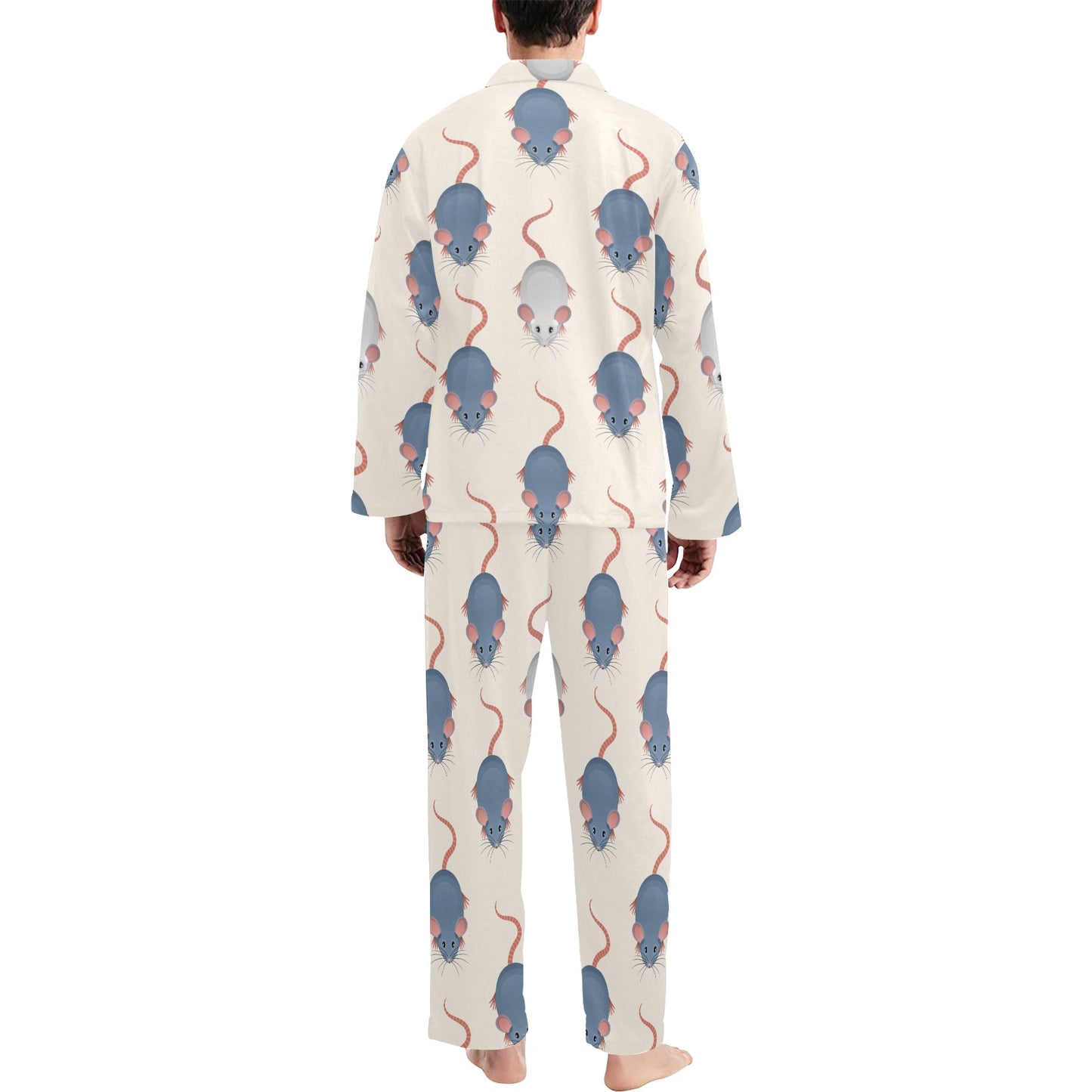 Rat Pattern Print Design 03 Men's Long Pajama Set