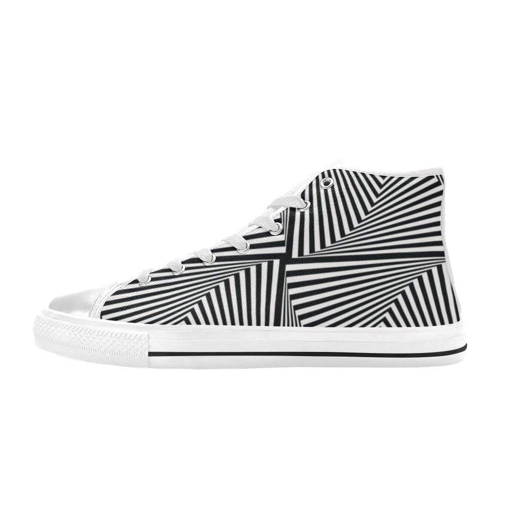 Vortex Print Design LKS302 Men's High Top Canvas Shoes