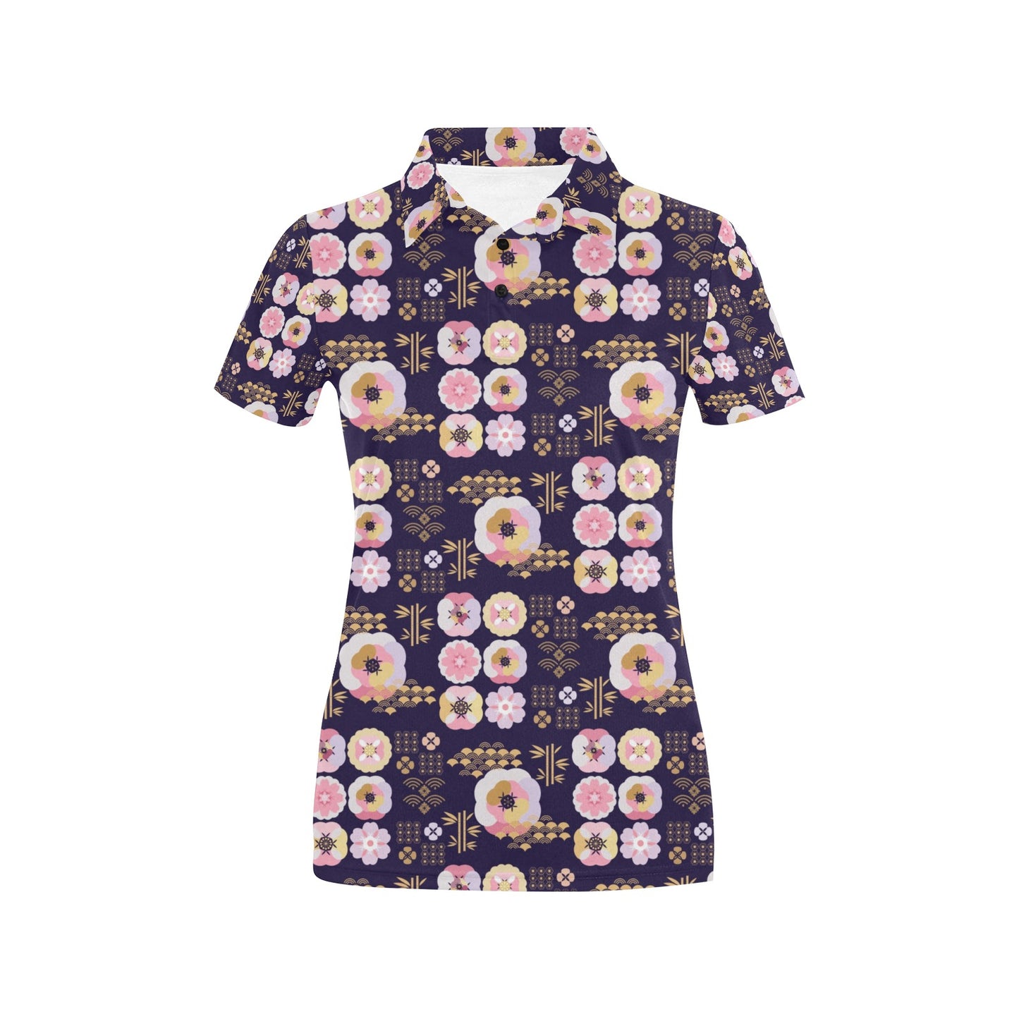 Sakura Japan Style Print Design LKS302 Women's Polo Shirt
