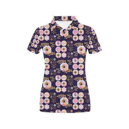 Sakura Japan Style Print Design LKS302 Women's Polo Shirt