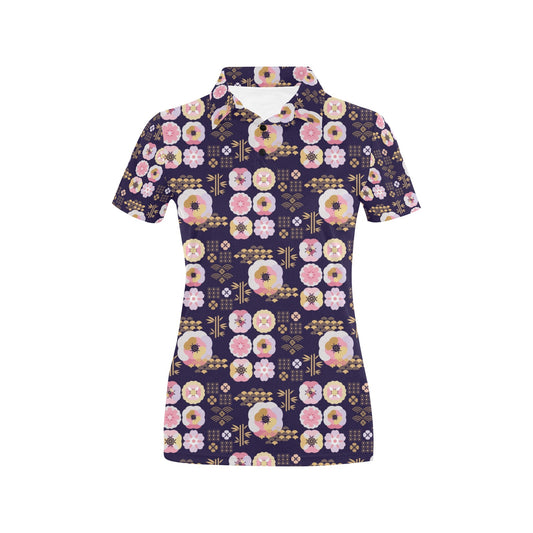 Sakura Japan Style Print Design LKS302 Women's Polo Shirt