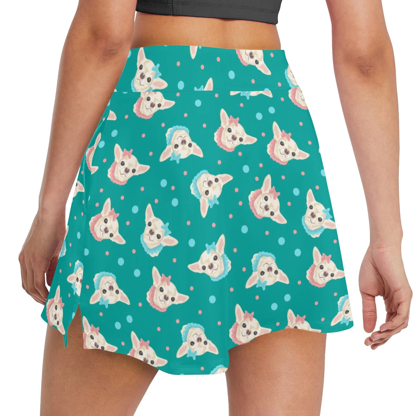 Chihuahua Polka Dot Pattern 17" Golf & Pickleball Skort with Pockets