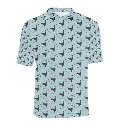 Whale Cute Design Themed Print Men Polo Shirt
