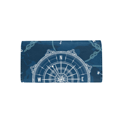 Nautical Compass Print Women's Trifold Wallet