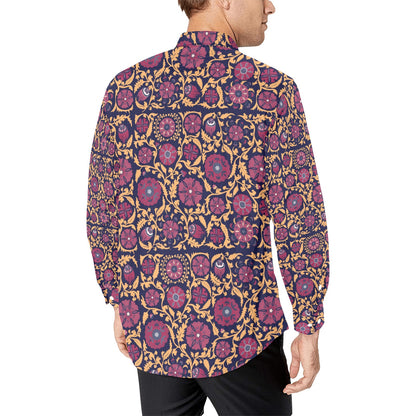 Suzani Print Design LKS303 Men's Long Sleeve Dress Shirt