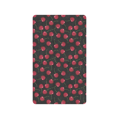 Cherry Black Background Rubber Doormat