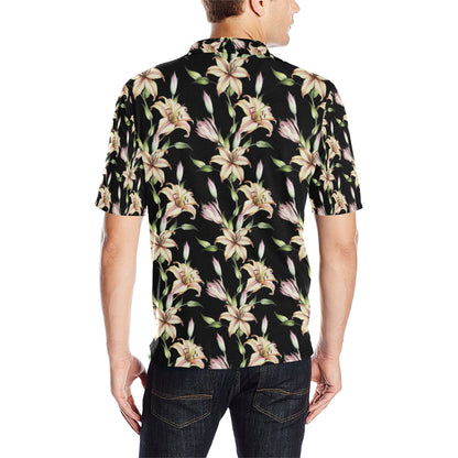 Lily Pattern Print Design LY05 Men Polo Shirt