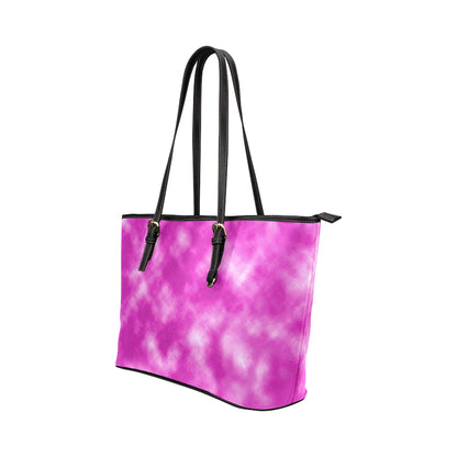 Tie Dye Pink Design Print Leather Tote Bag