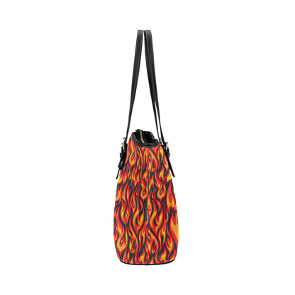 Flame Fire Print Pattern Leather Tote Bag