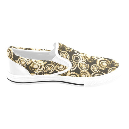 Tie Dye Print Design LKS307 White Slip Ons Canvas Women's Shoes