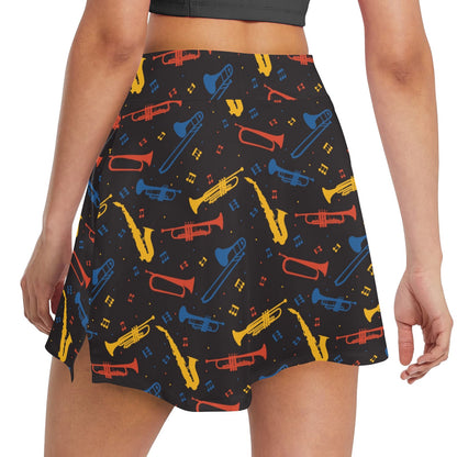 Saxophone Print Design LKS407 17" Golf & Pickleball Skort with Pockets