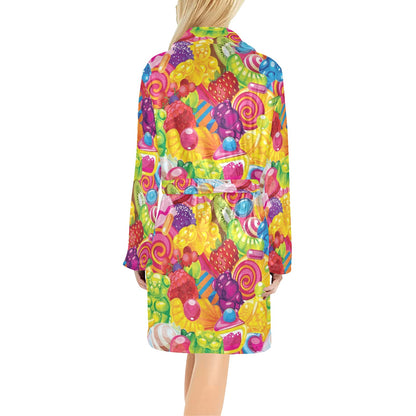 Candy Pattern Print Design CA01 Women's Fleece Robe
