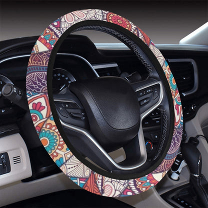 Patchwork Print Design LKS401 Steering Wheel Cover with Elastic Edge