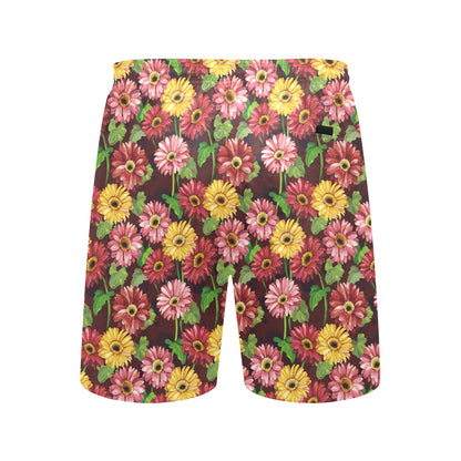 Daisy Gerbera Print Pattern Men's Swim Trunks Beach Shorts