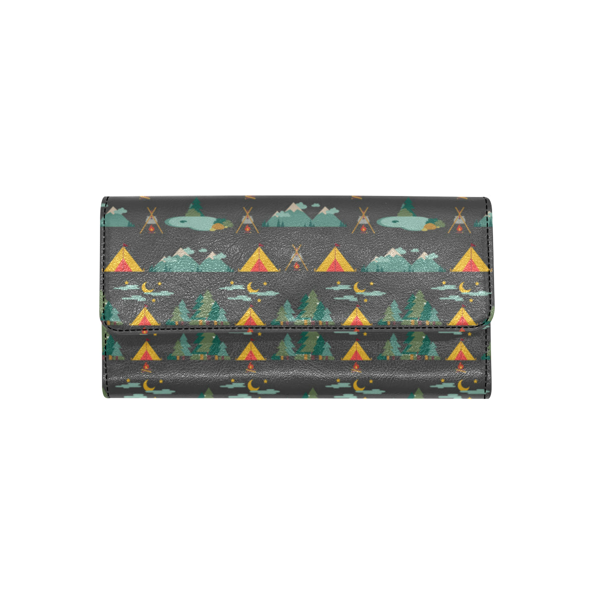 Camping Tent Pattern Print Design 03 Women's Trifold Wallet