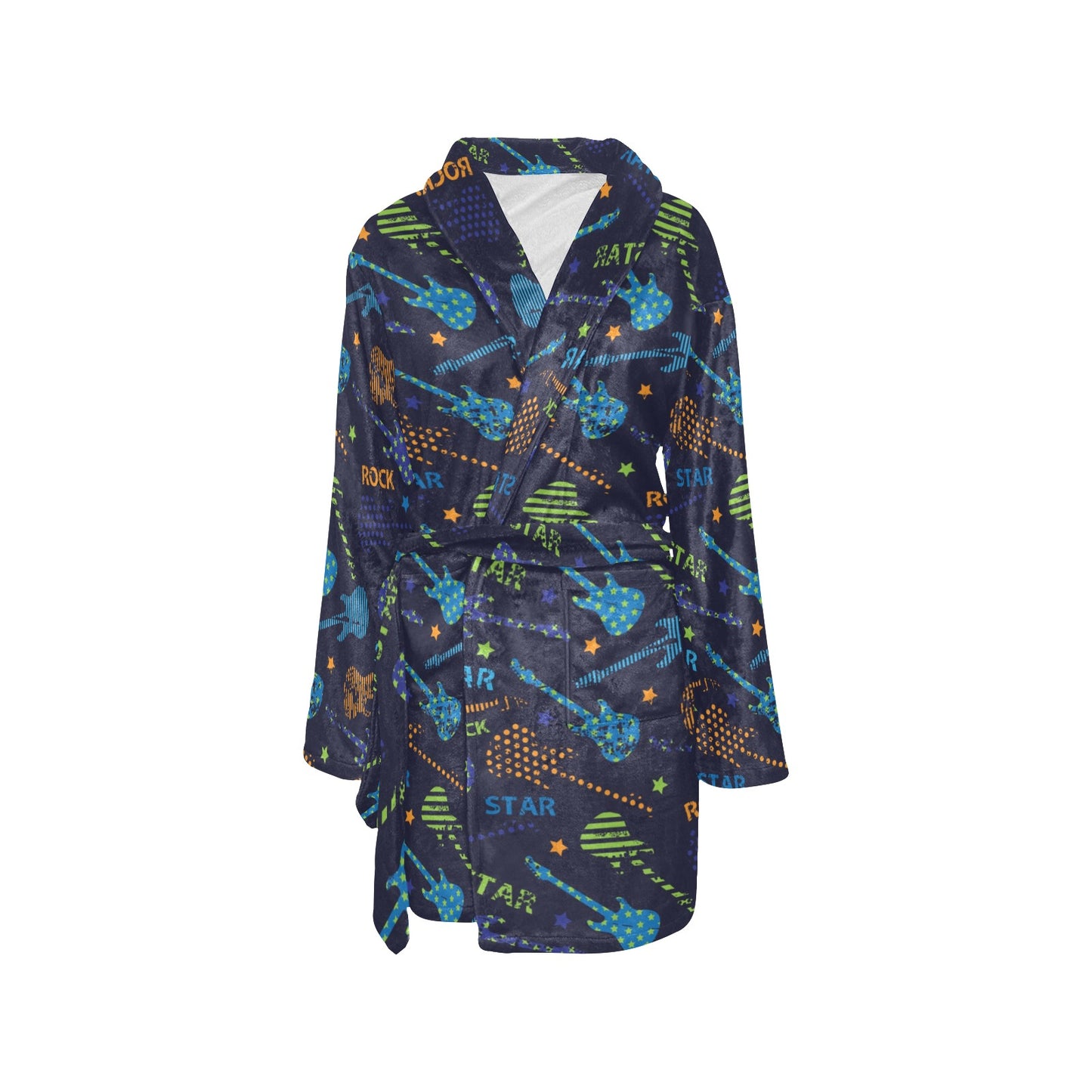 Rock and Roll Pattern Print Design A04 Women's Fleece Robe