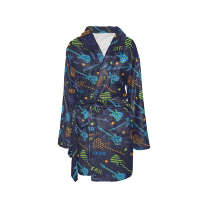Rock and Roll Pattern Print Design A04 Women's Fleece Robe