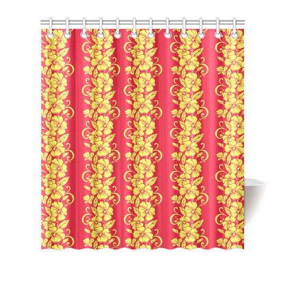 Orange Hibiscus Pattern Print Design HB018 Shower Curtain