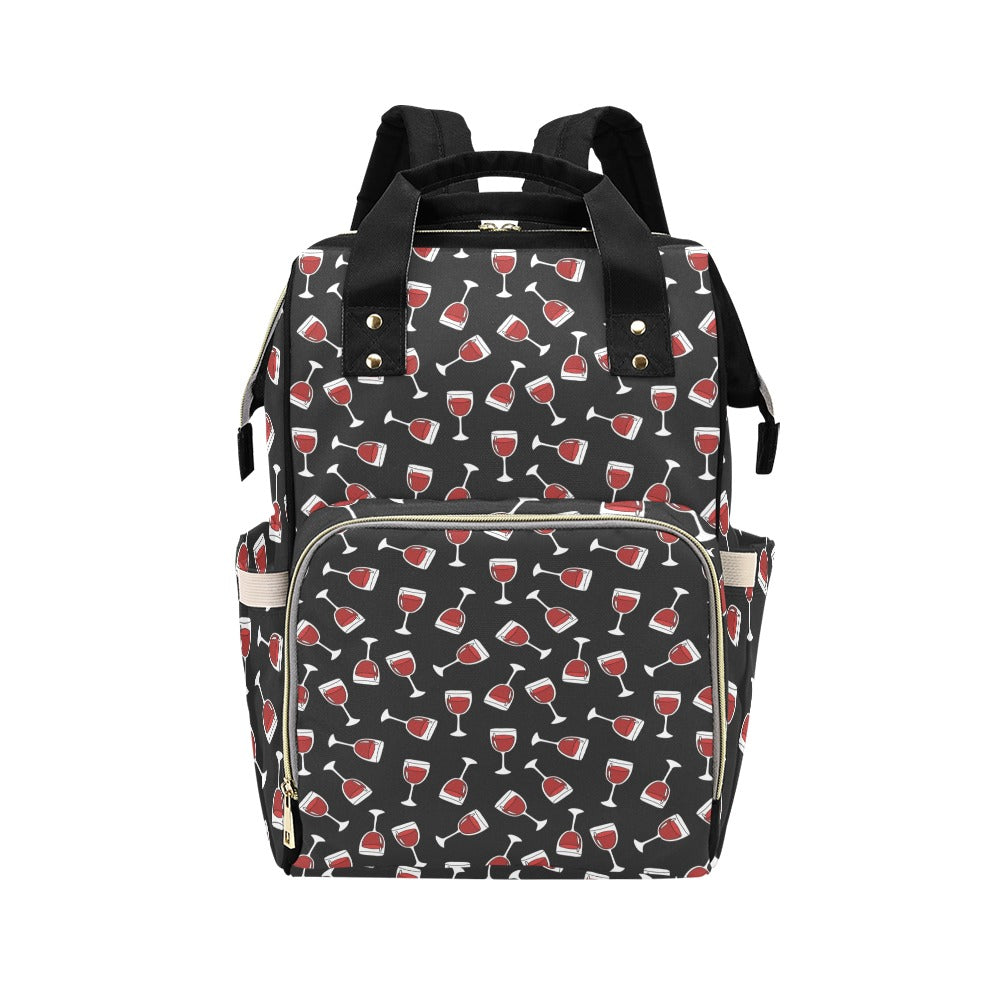 Wine Glass Print Design LKS303 Diaper Bag Backpack