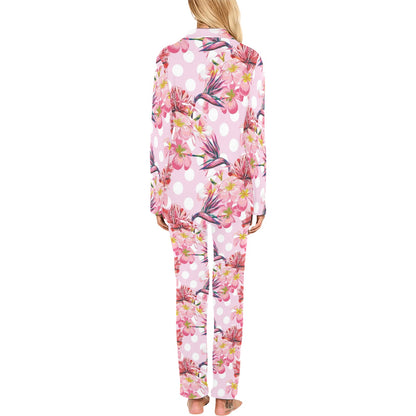 Bird Of Paradise Pattern Print Design BOP011 Women's Long Pajama Set