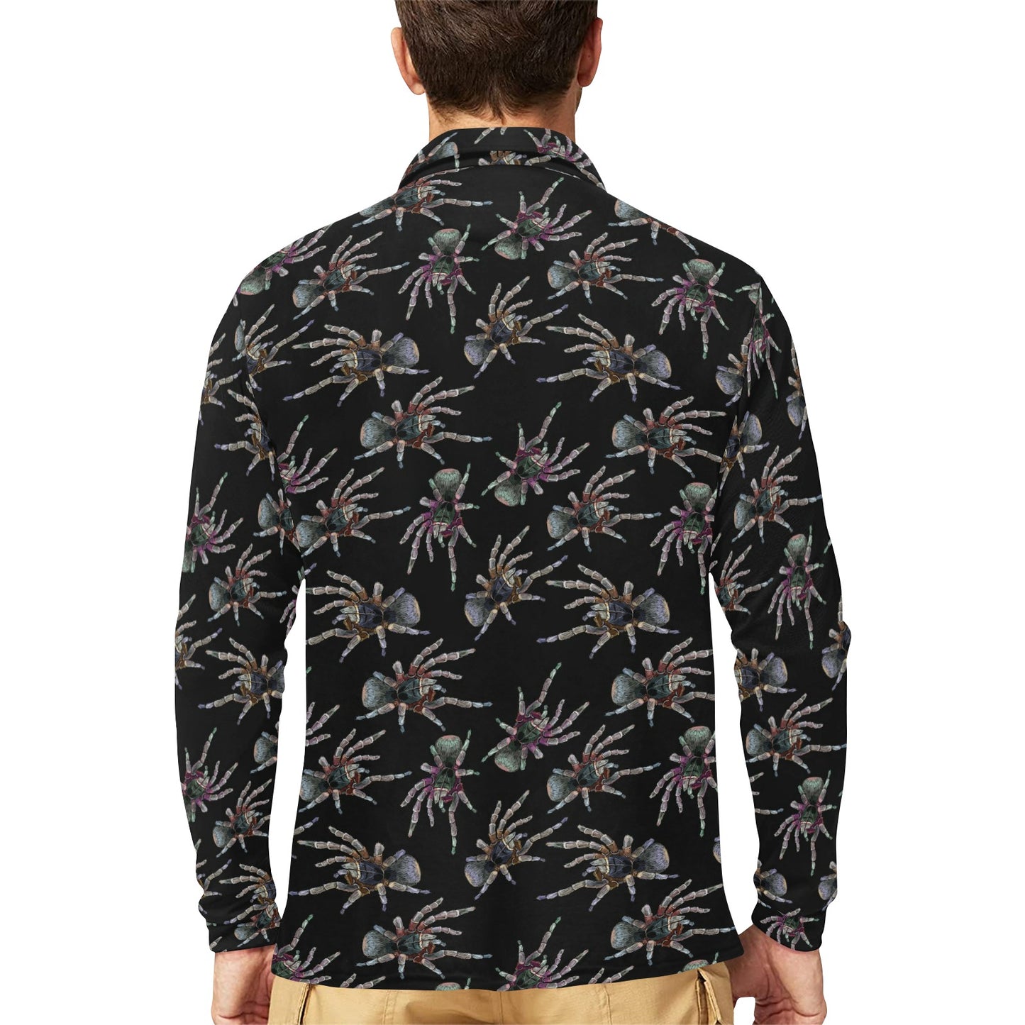 Tarantula Print Design LKS402 Long Sleeve Polo Shirt For Men's