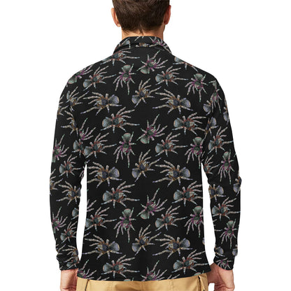 Tarantula Print Design LKS402 Long Sleeve Polo Shirt For Men's