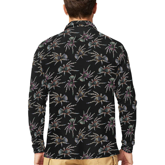 Tarantula Print Design LKS402 Long Sleeve Polo Shirt For Men's