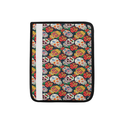 Sugar Skull Print Design LKS306 Car Seat Belt Cover