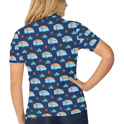 Camper Pattern Camping Themed No 3 Print Women's Polo Shirt