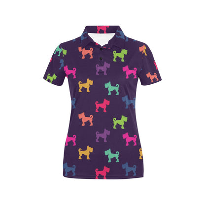 Schnauzers Pattern Print Design A05 Women's Polo Shirt