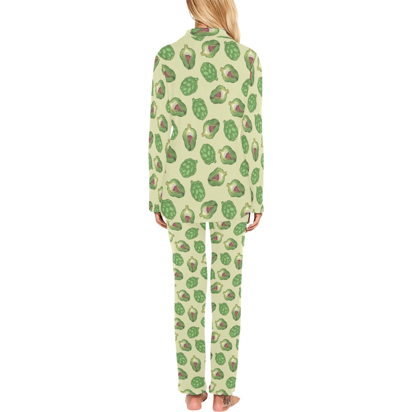 Artichoke Pattern Print Design 03 Women's Long Pajama Set