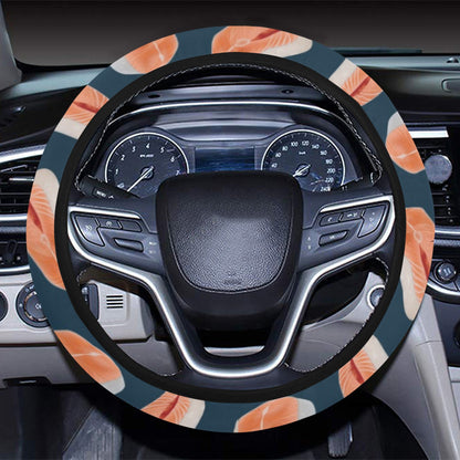 Salmon Steak Print Design LKS306 Steering Wheel Cover with Elastic Edge