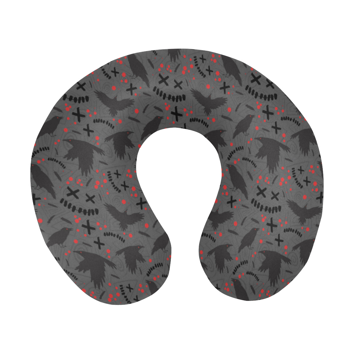 Crow Pattern Print Design 02 U-Shaped Travel Neck Pillow