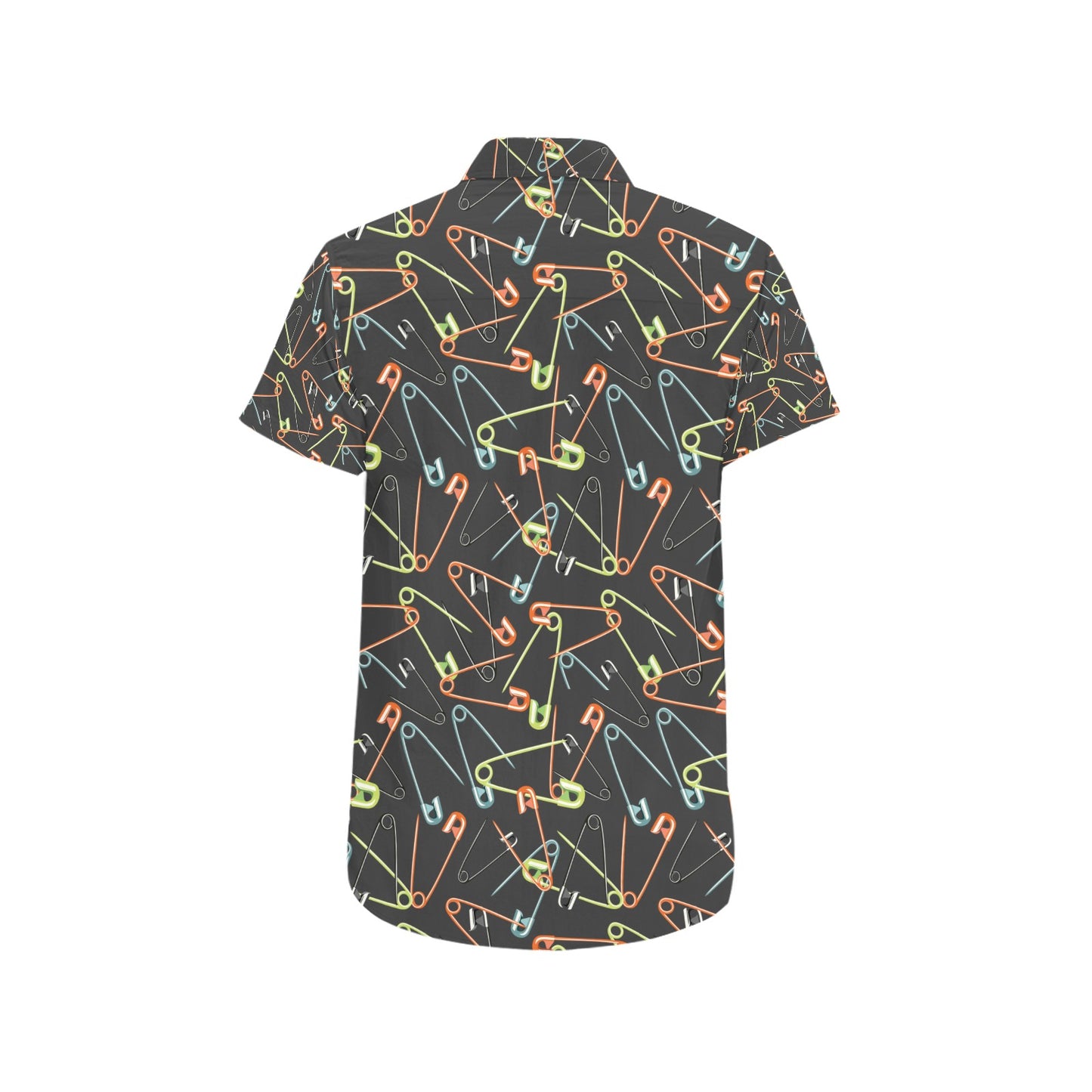 Safety Pin Print Design LKS301 Men Short Sleeve Button Up Shirt