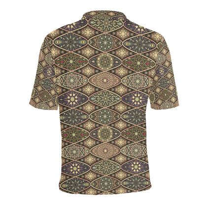 Mandala Motif Themed Design Print Men Polo Shirt
