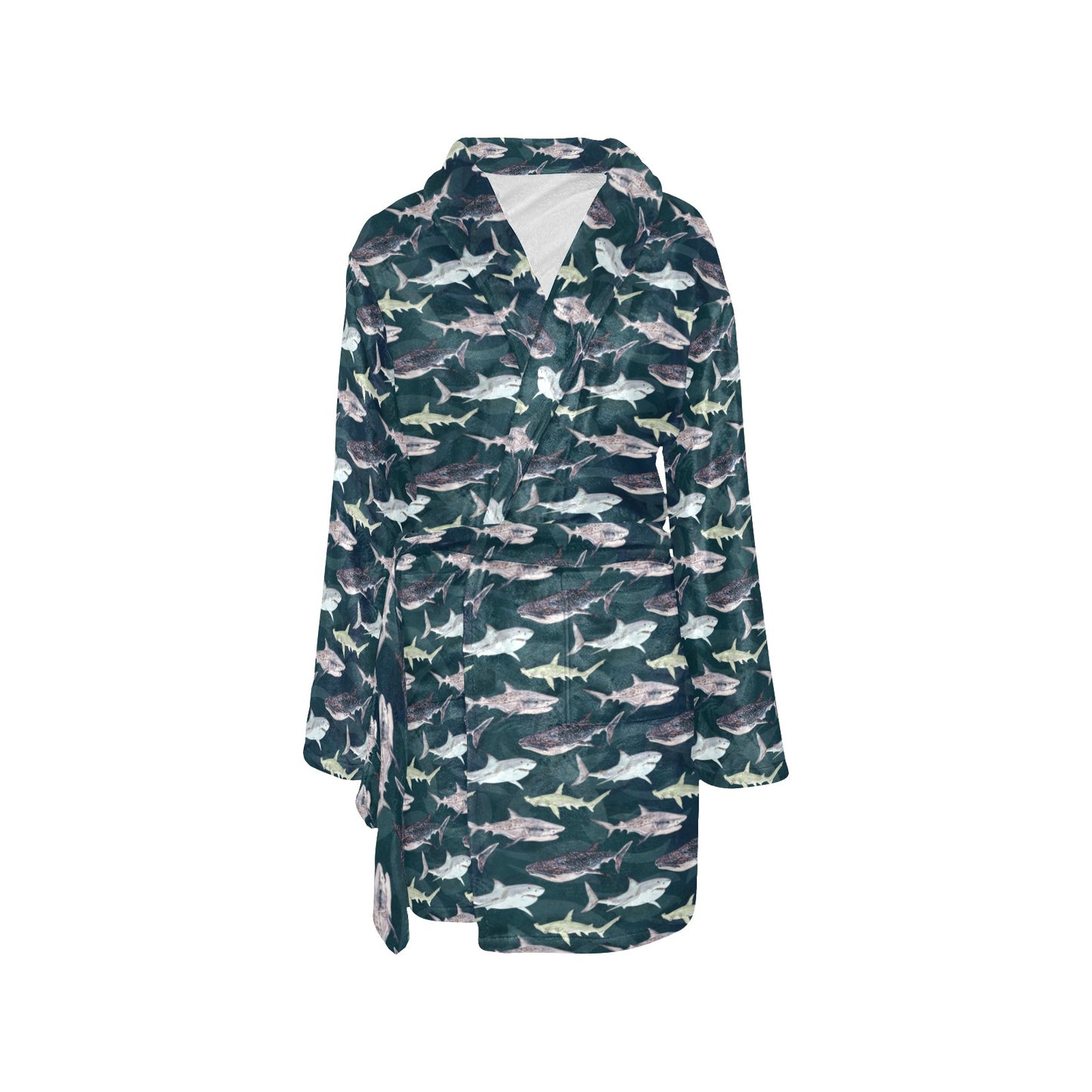Shark Pattern Print Women's Fleece Robe