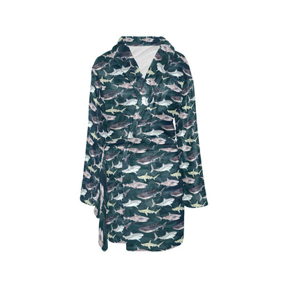 Shark Pattern Print Women's Fleece Robe